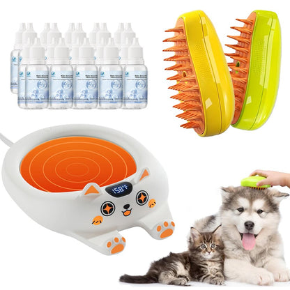 Cozyk™ Patented Exclusive Rechargeable Steam Pet Brush (95°F-113°F) for Pet Bathing