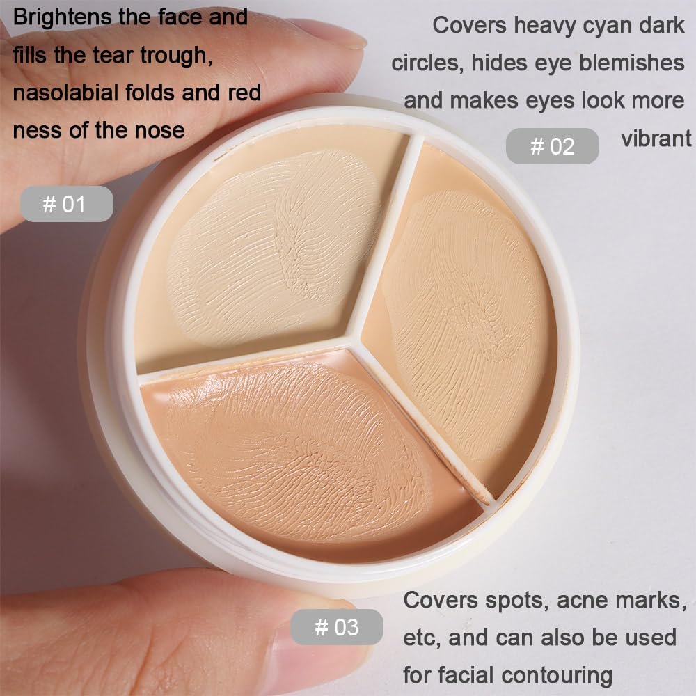 Waterproof Three-Color Concealer Palette – Full-Coverage & Moisturizing