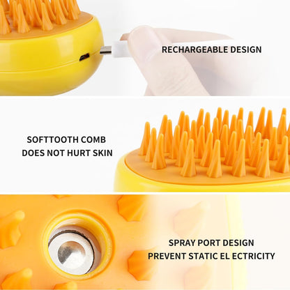 Cozyk™ Patented Exclusive Rechargeable Steam Pet Brush (95°F-113°F) for Pet Bathing