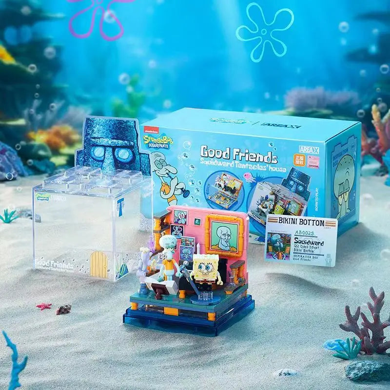 Spongebob Building Blocks Patrick Star Krusty Krab Squidward Tentacles Room Model Bricks Set Desktop Ornaments Kids Toys Gifts