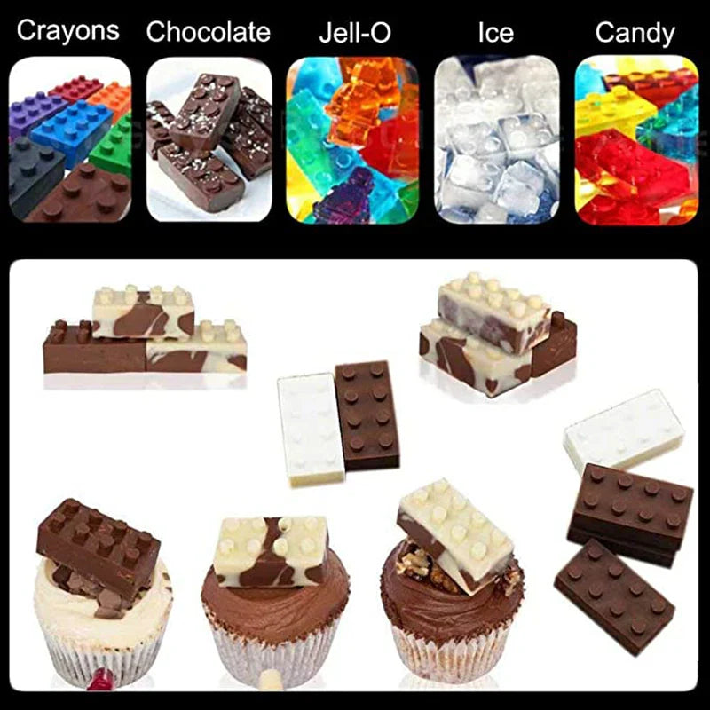 Block Silicone Mold Building Brick Robot Chocolate Jelly Ice Cube Tray Cake Decoration Cupcake Topper Kids Birthday Party Car