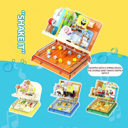 Spongebob Building Blocks Patrick Star Krusty Krab Squidward Tentacles Room Model Bricks Set Desktop Ornaments Kids Toys Gifts