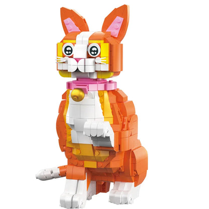 KNEW BUILT Adorable Cat Mini Model Building Blocks Expressive Faces Orange and Black Options for Kid Toys Pet Fans Style Bricks