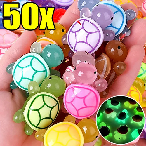 50/2pcs Cute Mini Luminous Turtle Ornaments Glowing in The Dark Miniatures Turtle Micro Landscape Kids Toys Home Decoration Gift