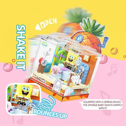 Spongebob Building Blocks Patrick Star Krusty Krab Squidward Tentacles Room Model Bricks Set Desktop Ornaments Kids Toys Gifts