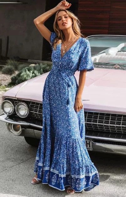 Vintage Button Maxi Dress